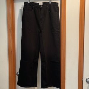 Reformation Cary Stretch High Rise Slouchy Wide Leg Jeans Black, Size 34, NWT.